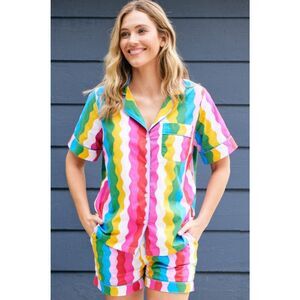 NWT Print Fresh Top And Short Set Pajamas Daily Disco print M/L $178
